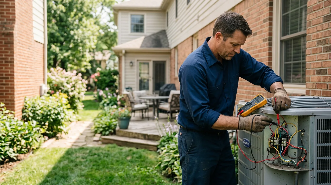 HVAC technician working near Apache, OK